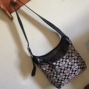 COACH Signature Canvas & Patent Leather Crossbody